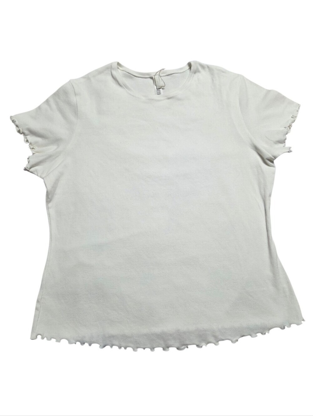 Skims Pointelle Logo Ruffle Edge T-Shirt Top Marble 4X
